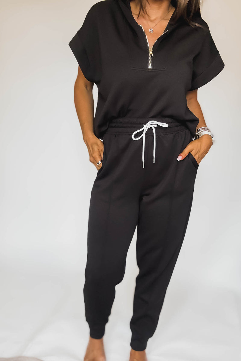 Super Soft Scuba Black Sweatpants With Pockets