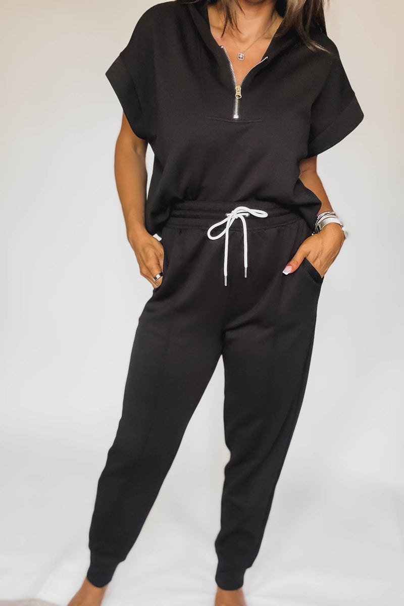 Super Soft Scuba Black Sweatpants With Pockets