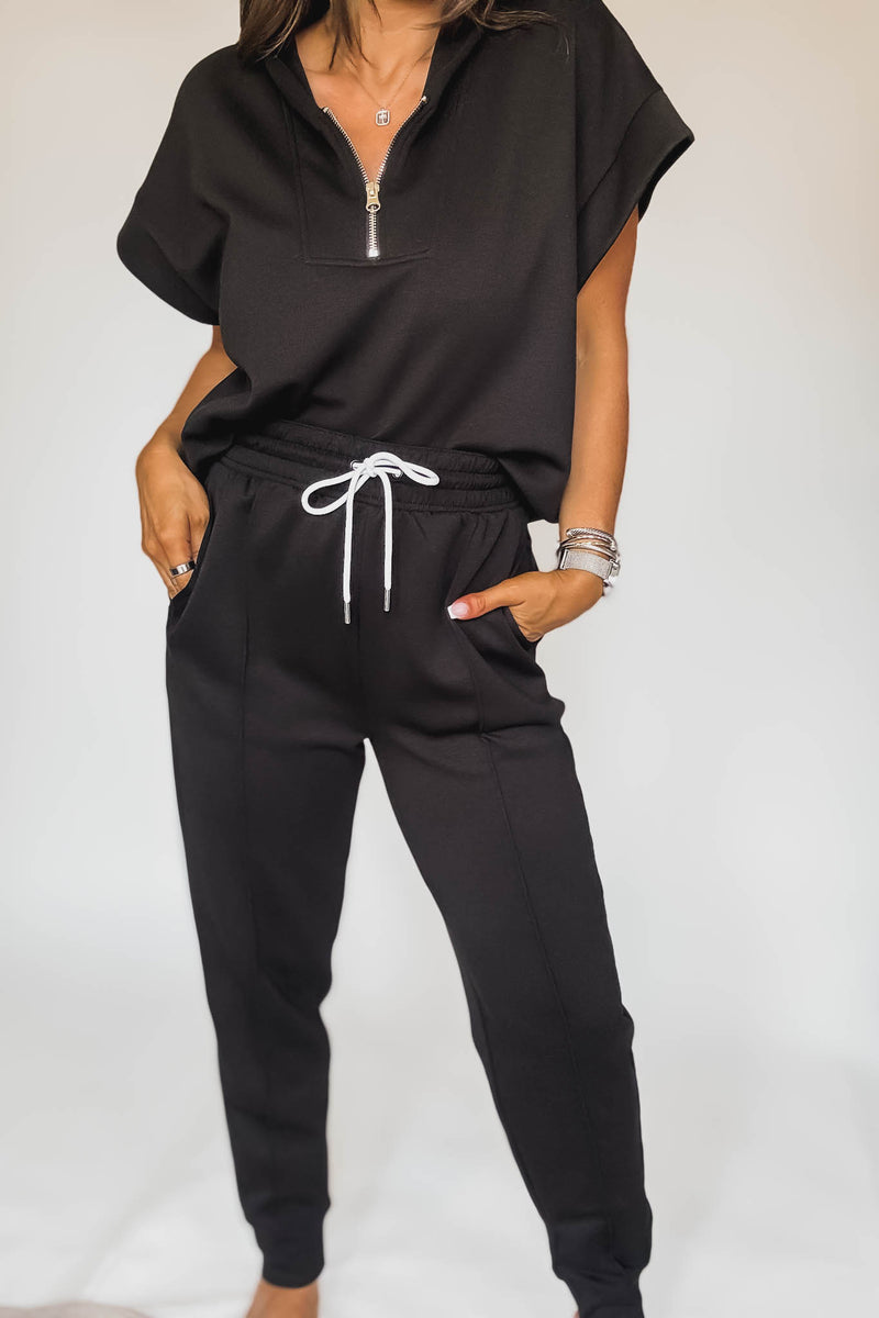 Super Soft Scuba Black Sweatpants With Pockets