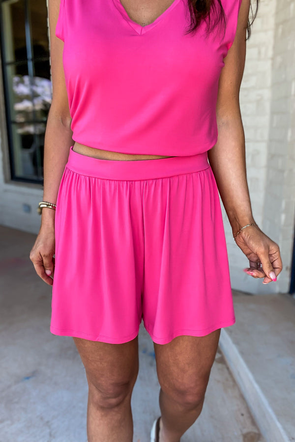 Raphaela Fuchsia Jersey Knit Shorts