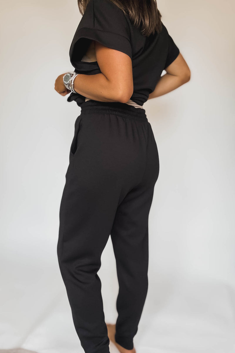 Super Soft Scuba Black Sweatpants With Pockets