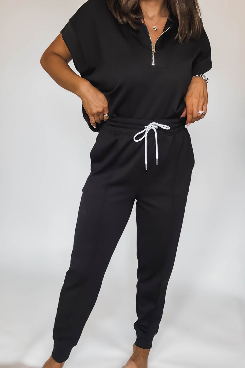Super Soft Scuba Black Sweatpants With Pockets