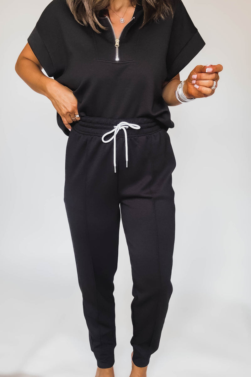 Super Soft Scuba Black Sweatpants With Pockets