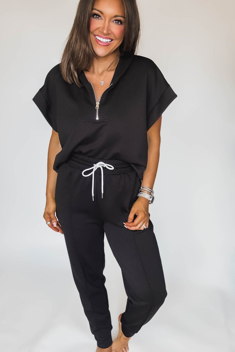 Super Soft Scuba Black Sweatpants With Pockets