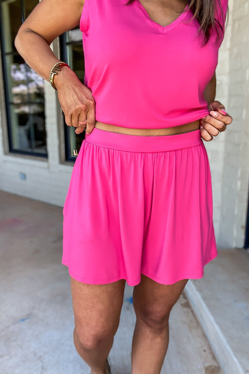 Raphaela Fuchsia Jersey Knit Shorts