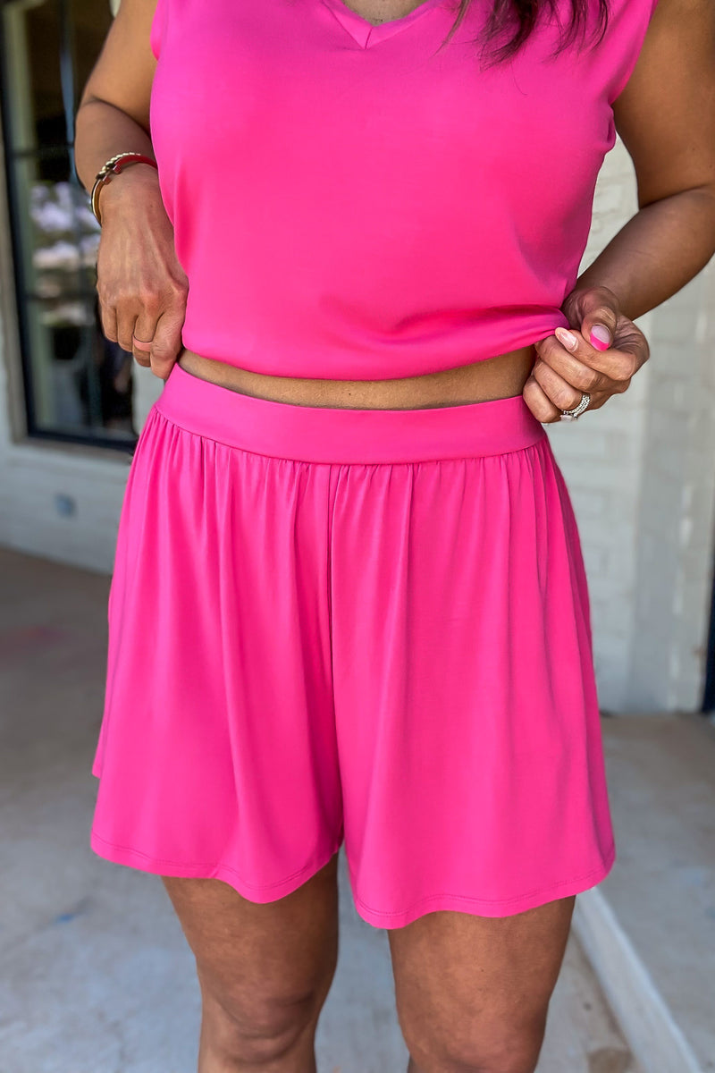 Raphaela Fuchsia Jersey Knit Shorts