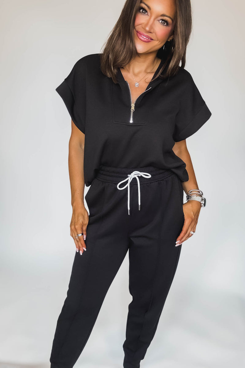 Super Soft Scuba Black Sweatpants With Pockets