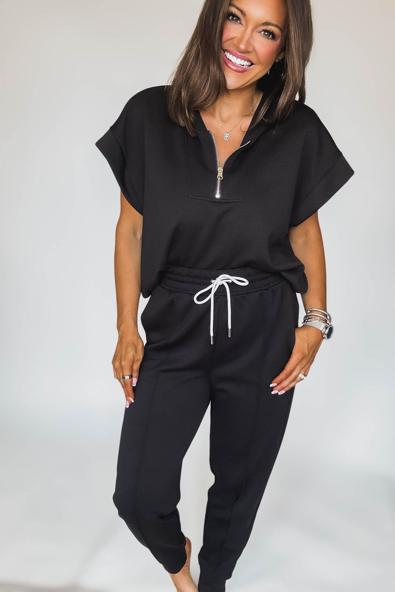 Super Soft Scuba Black Sweatpants With Pockets