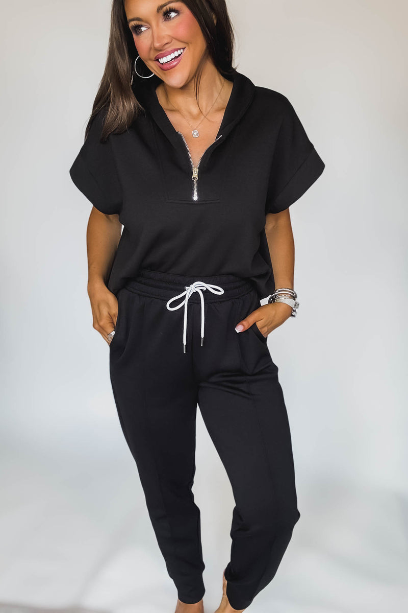 Super Soft Scuba Black Sweatpants With Pockets