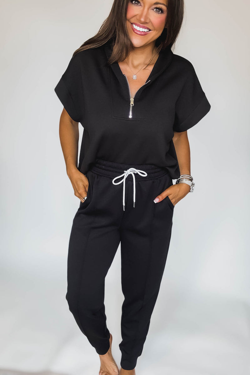 Super Soft Scuba Black Sweatpants With Pockets