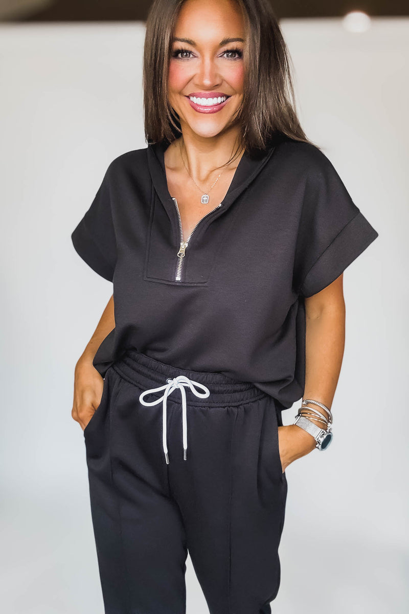 Scuba Black High Neck Half Zip Vest