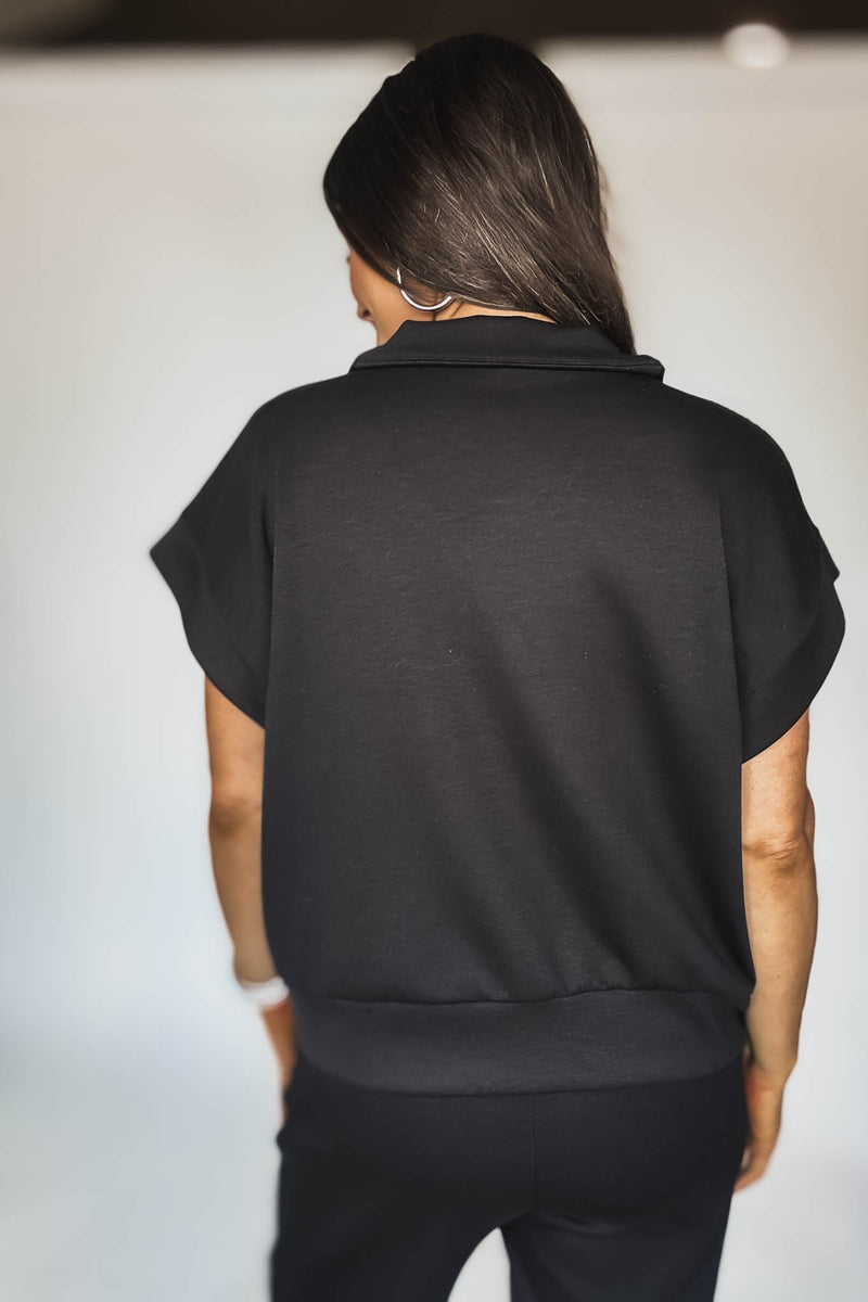 Scuba Black High Neck Half Zip Vest