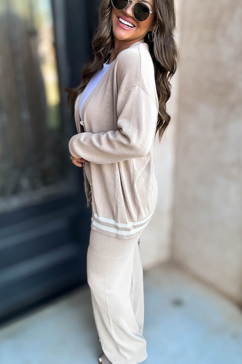 Knit Beige Sweater Pants