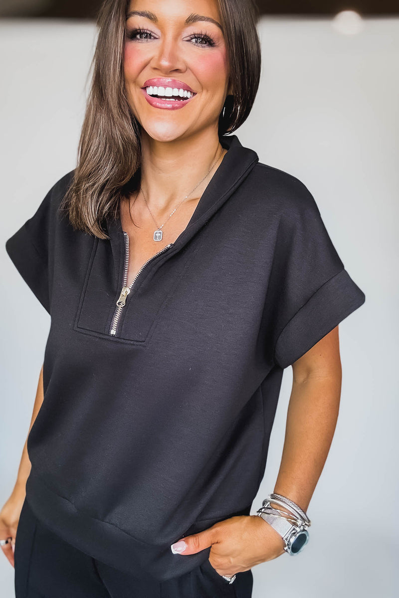 Scuba Black High Neck Half Zip Vest