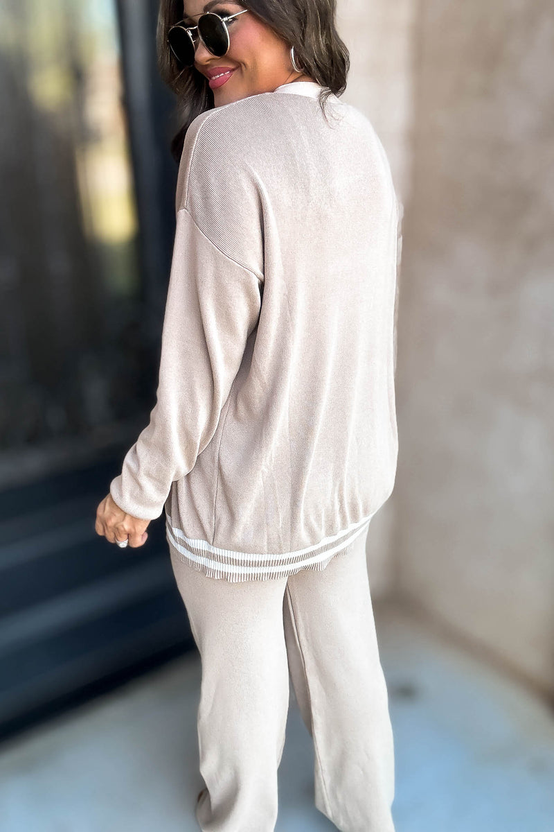 Knit Beige Sweater Pants