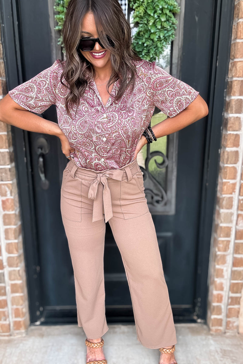 Satin Pink Paisley Print Top