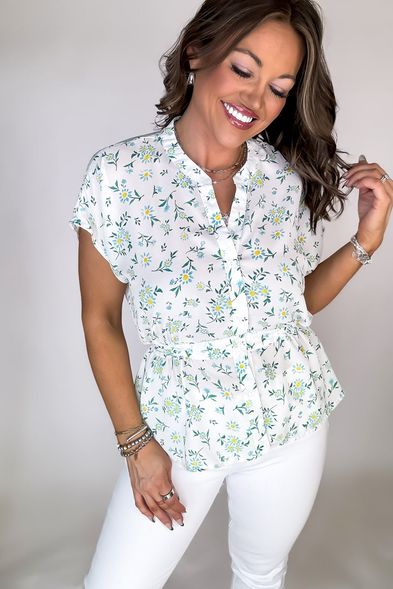 Happy Thoughts Blue Floral Top