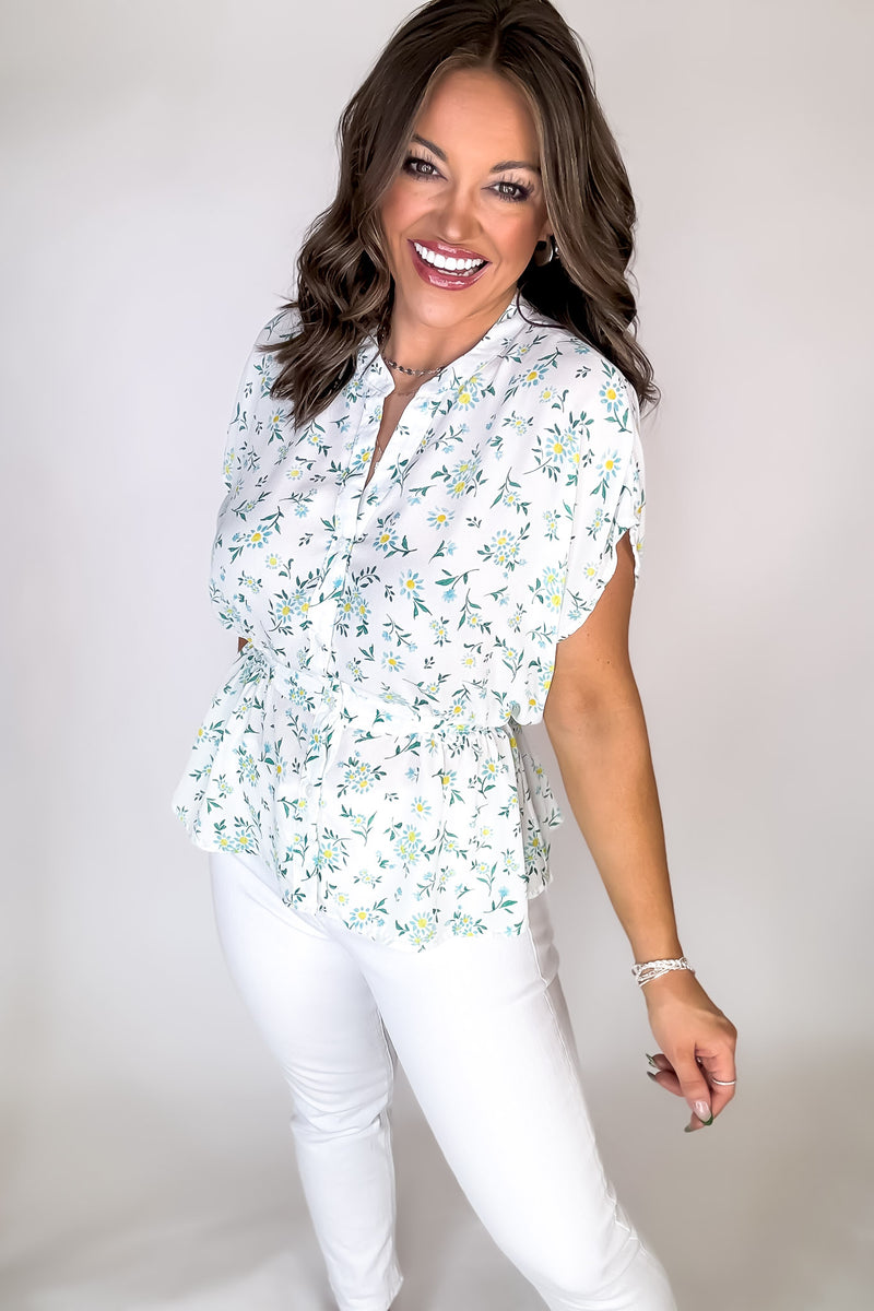Happy Thoughts Blue Floral Top
