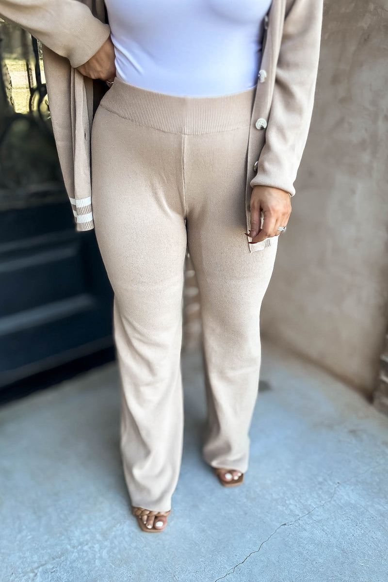 Knit Beige Sweater Pants