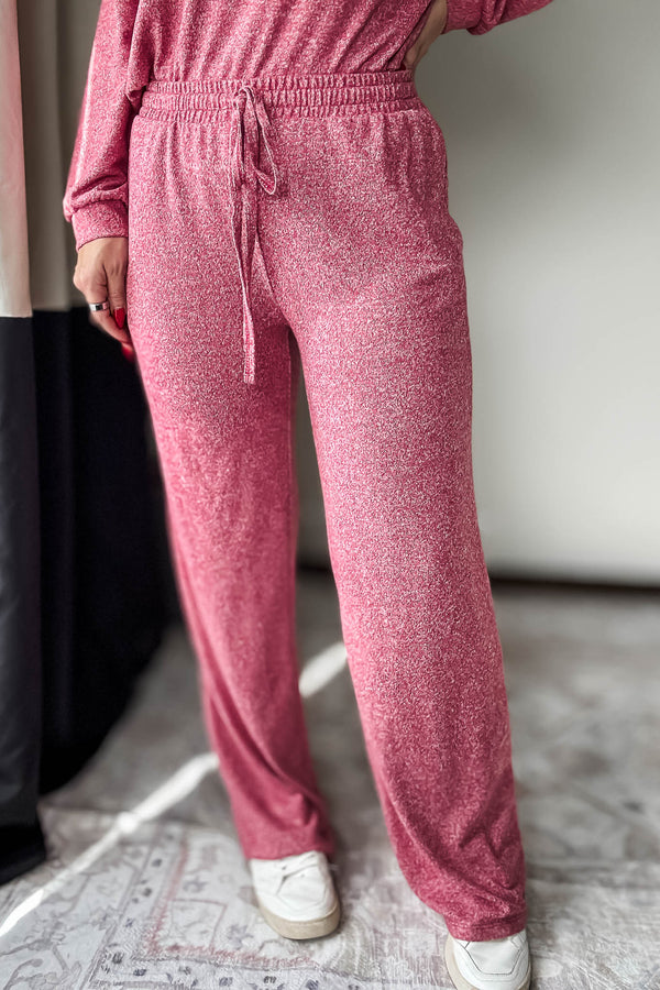 Drawstring Dark Red Wide Pants