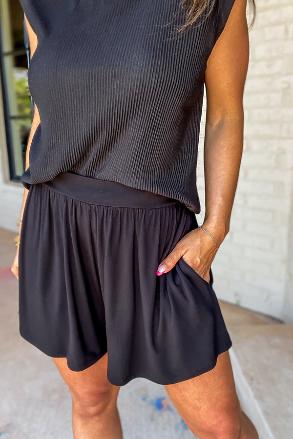 Raphaela Black Jersey Knit Shorts