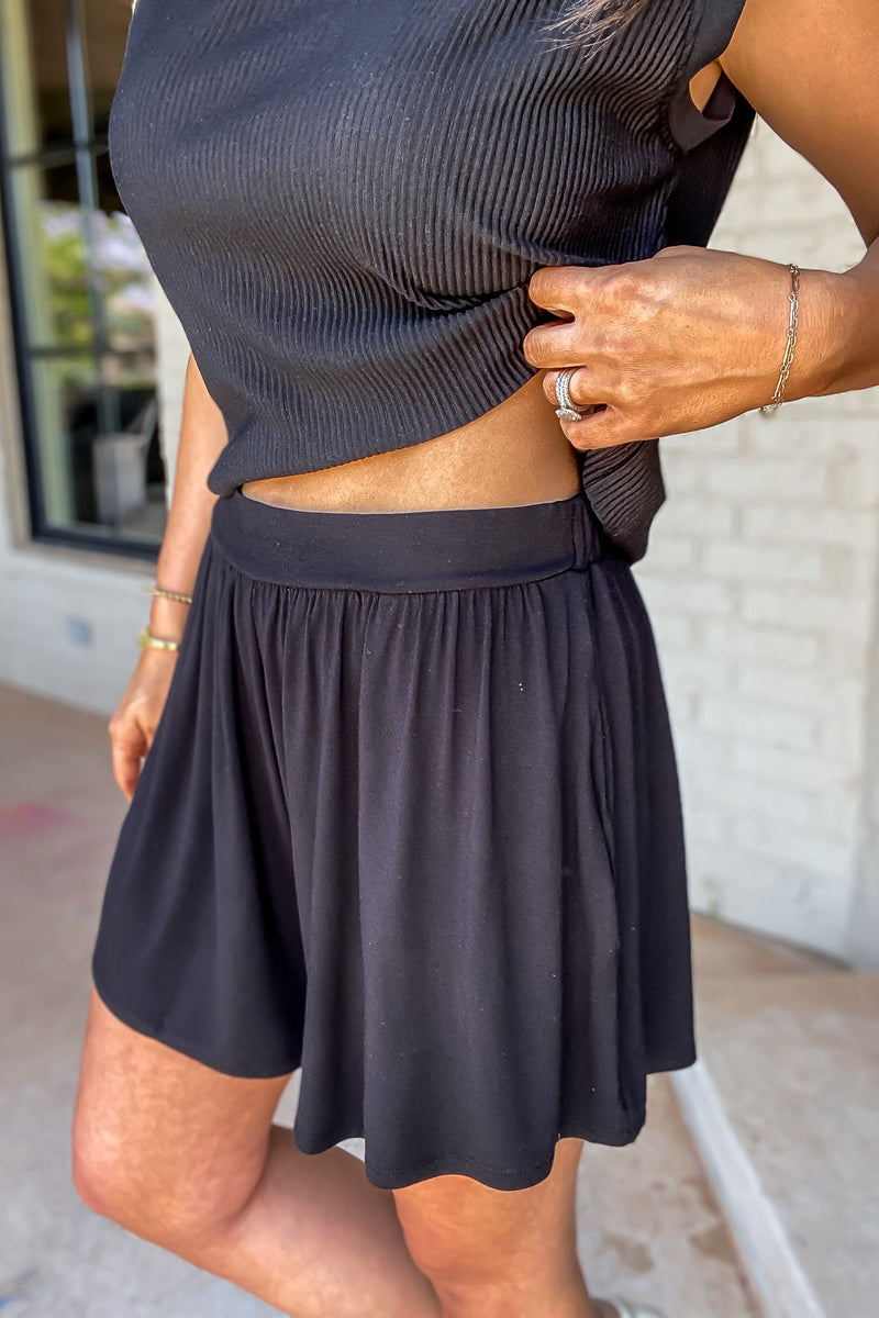 Raphaela Black Jersey Knit Shorts