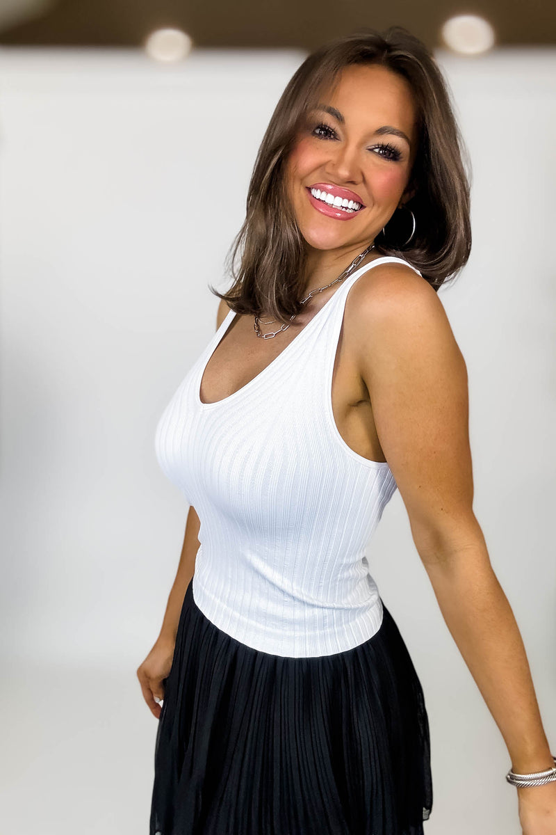 White Wide Ribbed Tank Top