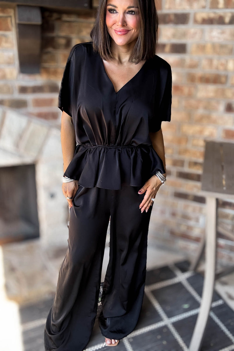 Black V Neck Jumpsuit