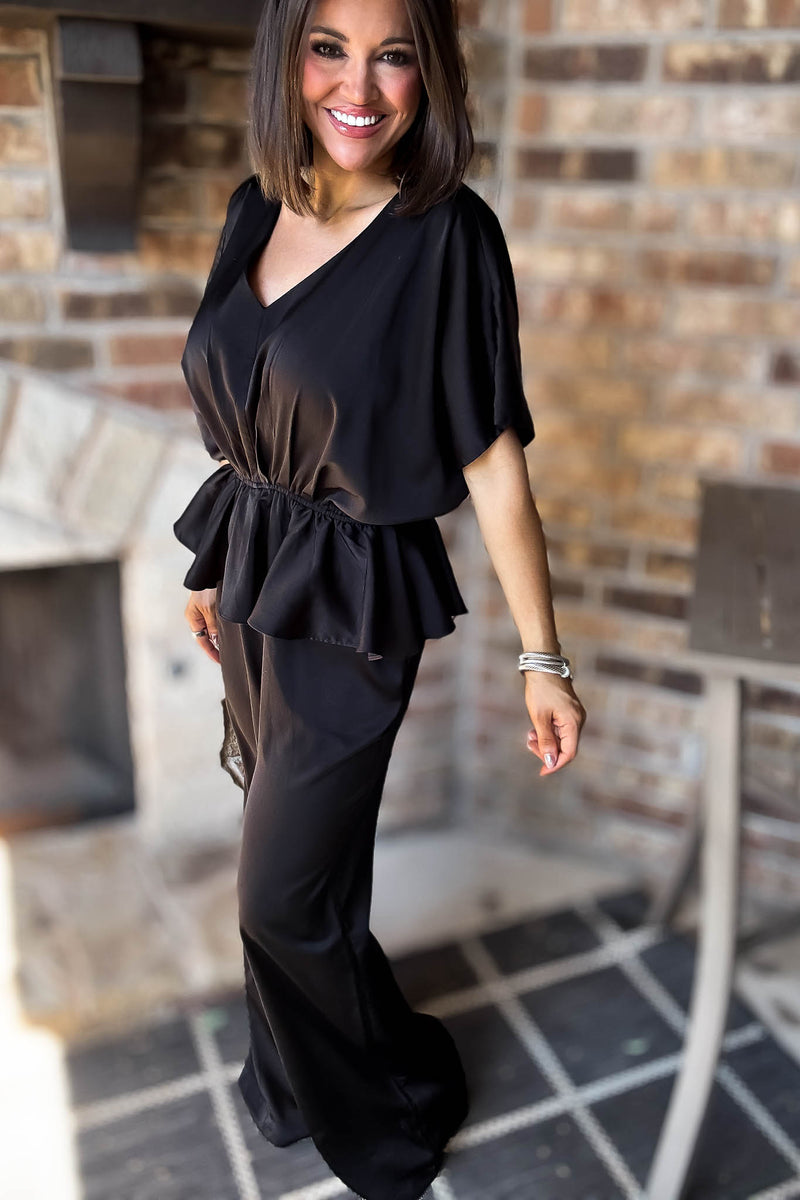 Black V Neck Jumpsuit