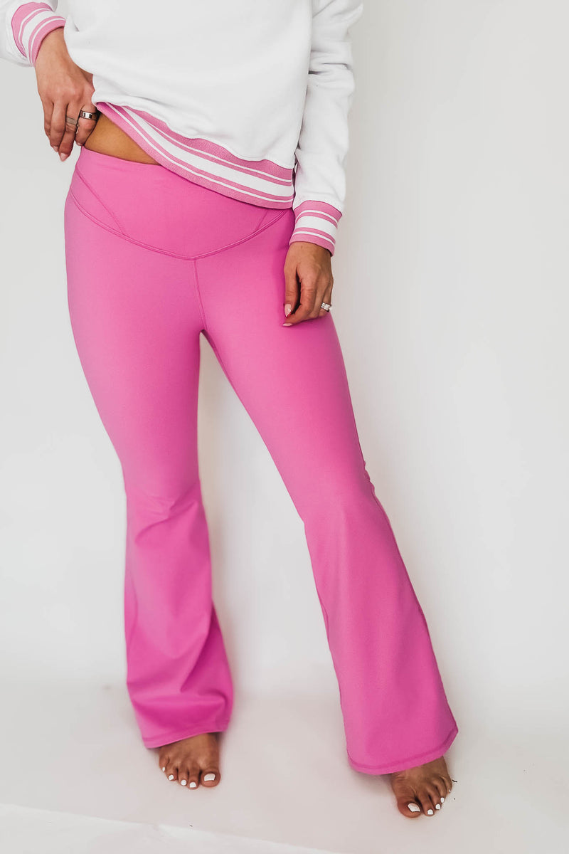 Contour Seam Pink Flared Leggings