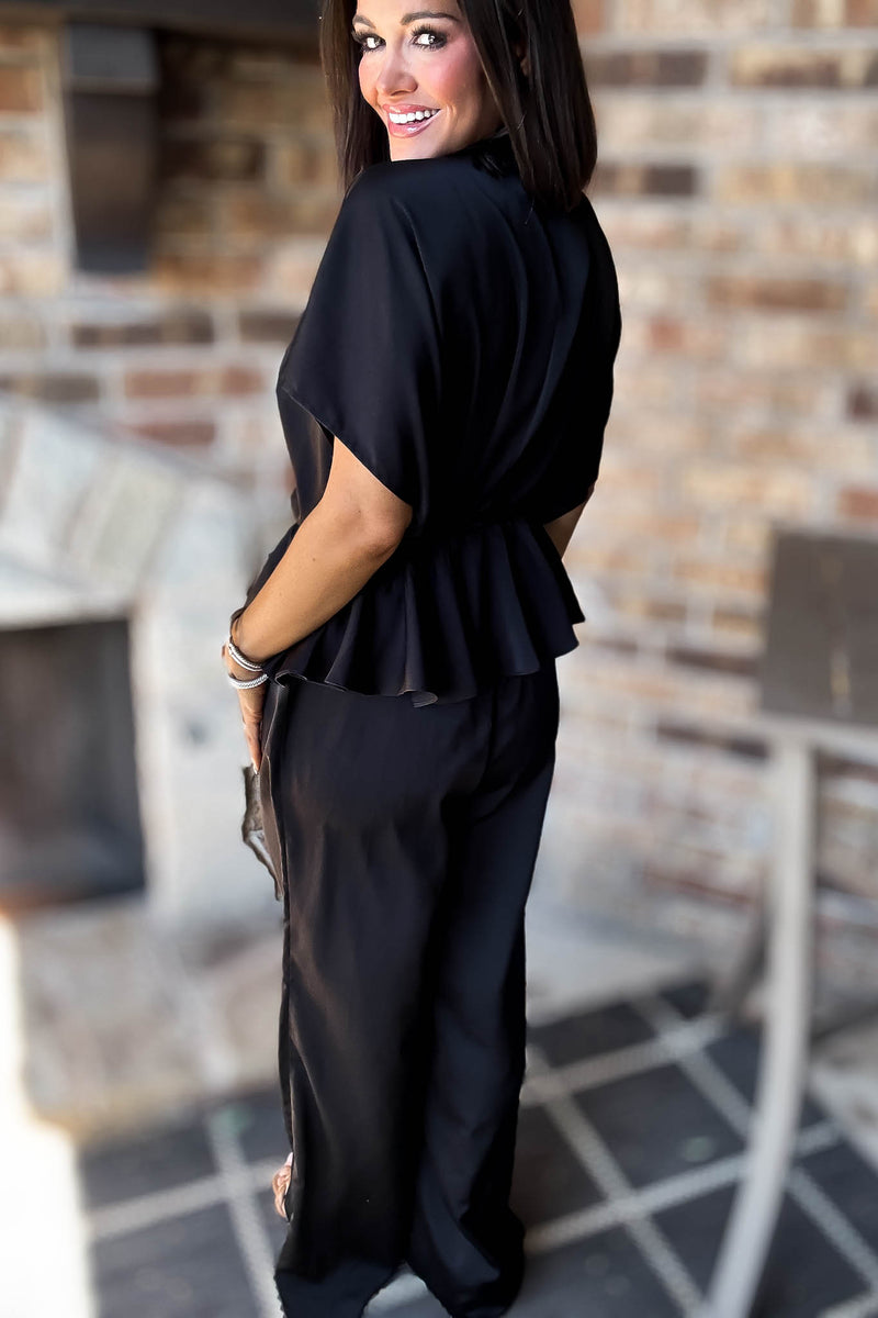 Black V Neck Jumpsuit