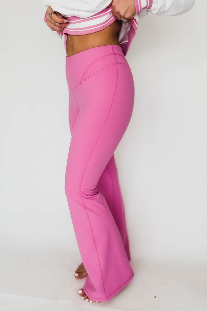 Contour Seam Pink Flared Leggings