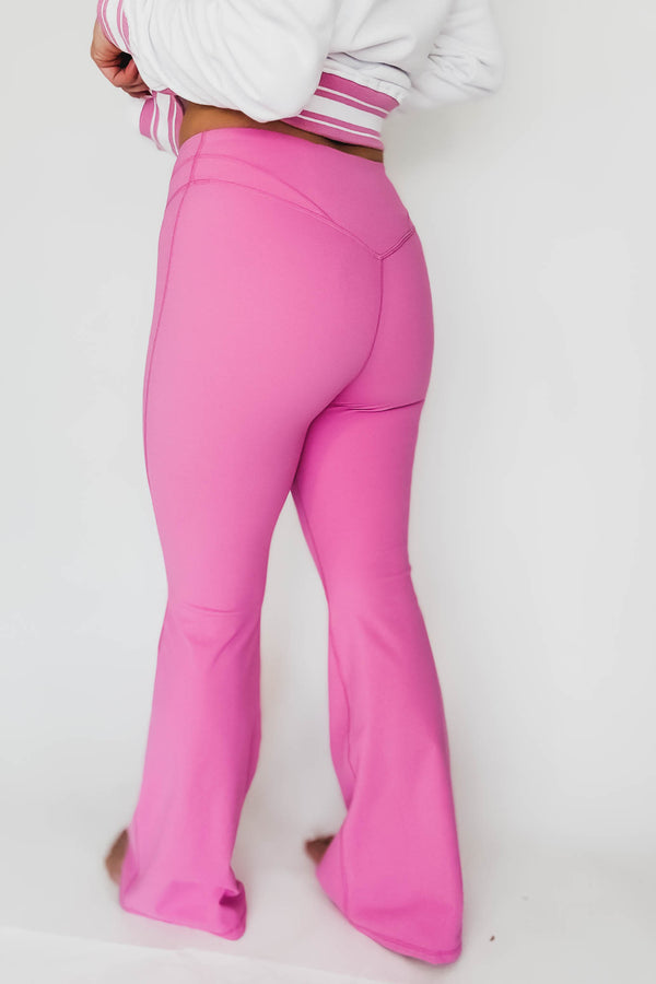 Contour Seam Pink Flared Leggings