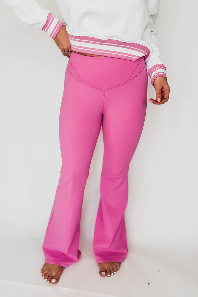 Contour Seam Pink Flared Leggings