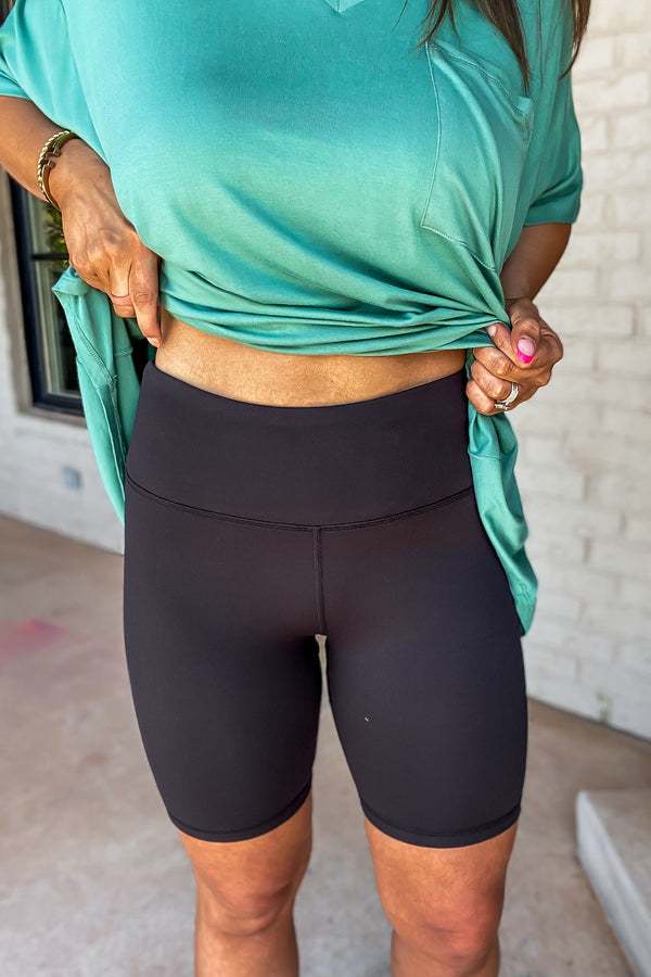 Never A Dull Moment Highwaisted Black Bike Shorts