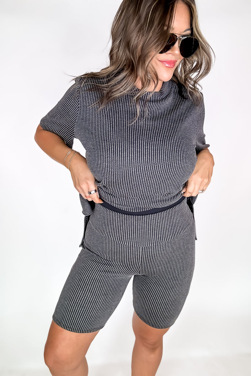 We Go Together Charcoal Ribbed Top