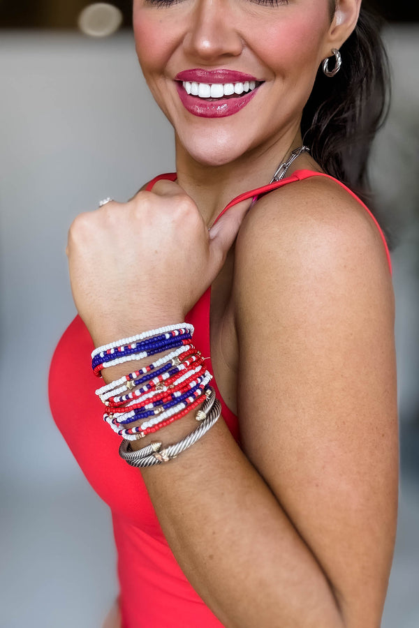 14 Piece USA Star Stretch Layered Bracelets