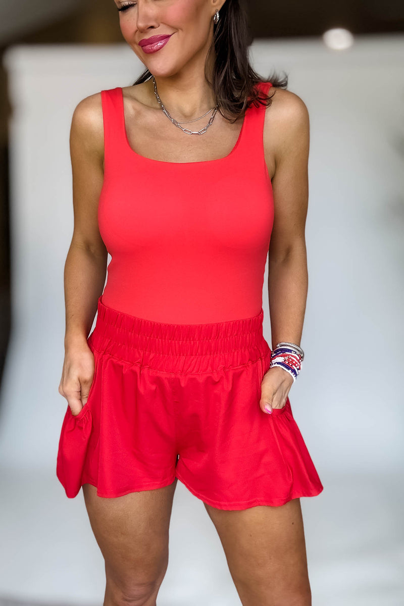 Chic Breeze Red Shorts