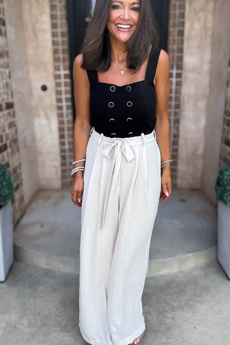 Mable Best Dressed Double Button Bodice And Linen Mix Jumpsuit