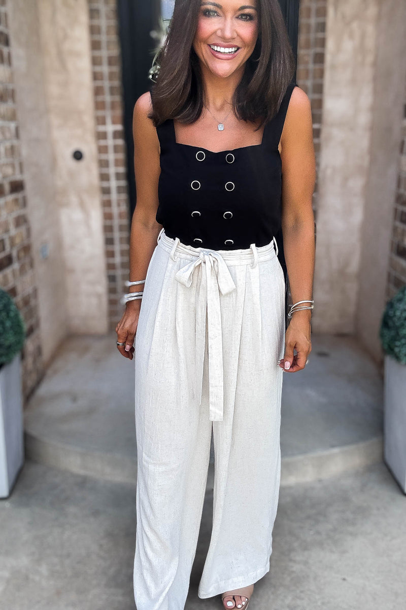 Mable Best Dressed Double Button Bodice And Linen Mix Jumpsuit