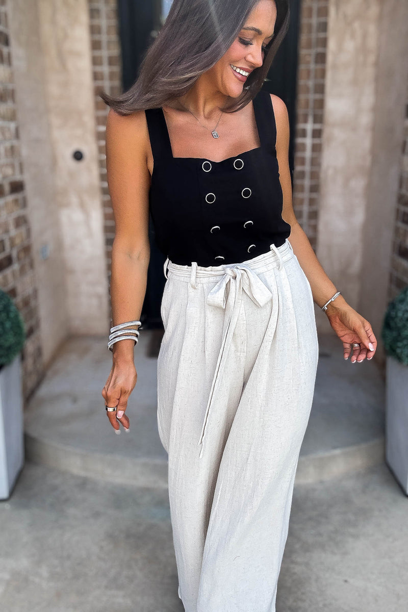 Mable Best Dressed Double Button Bodice And Linen Mix Jumpsuit