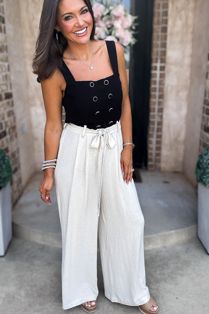 Mable Best Dressed Double Button Bodice And Linen Mix Jumpsuit