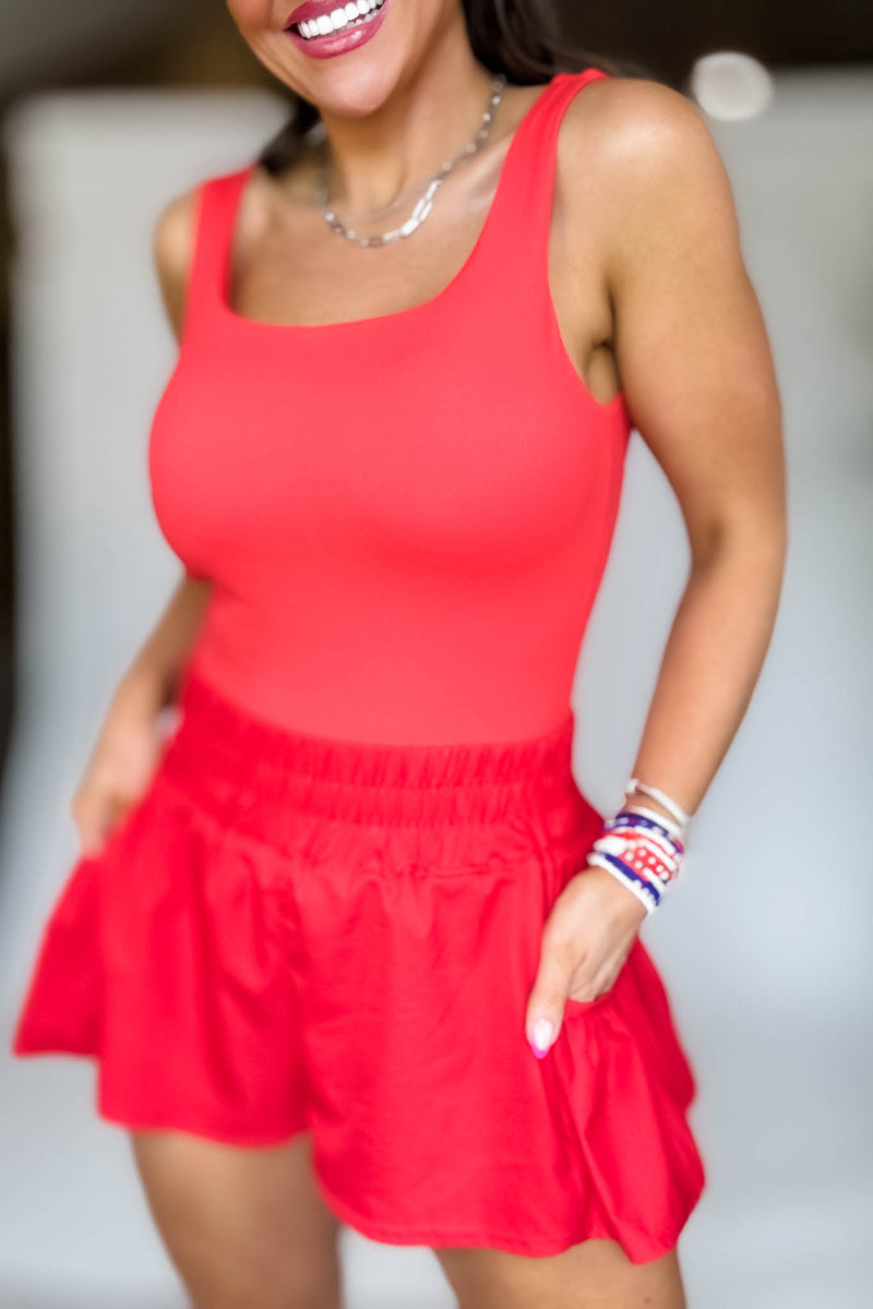 Chic Breeze Red Shorts