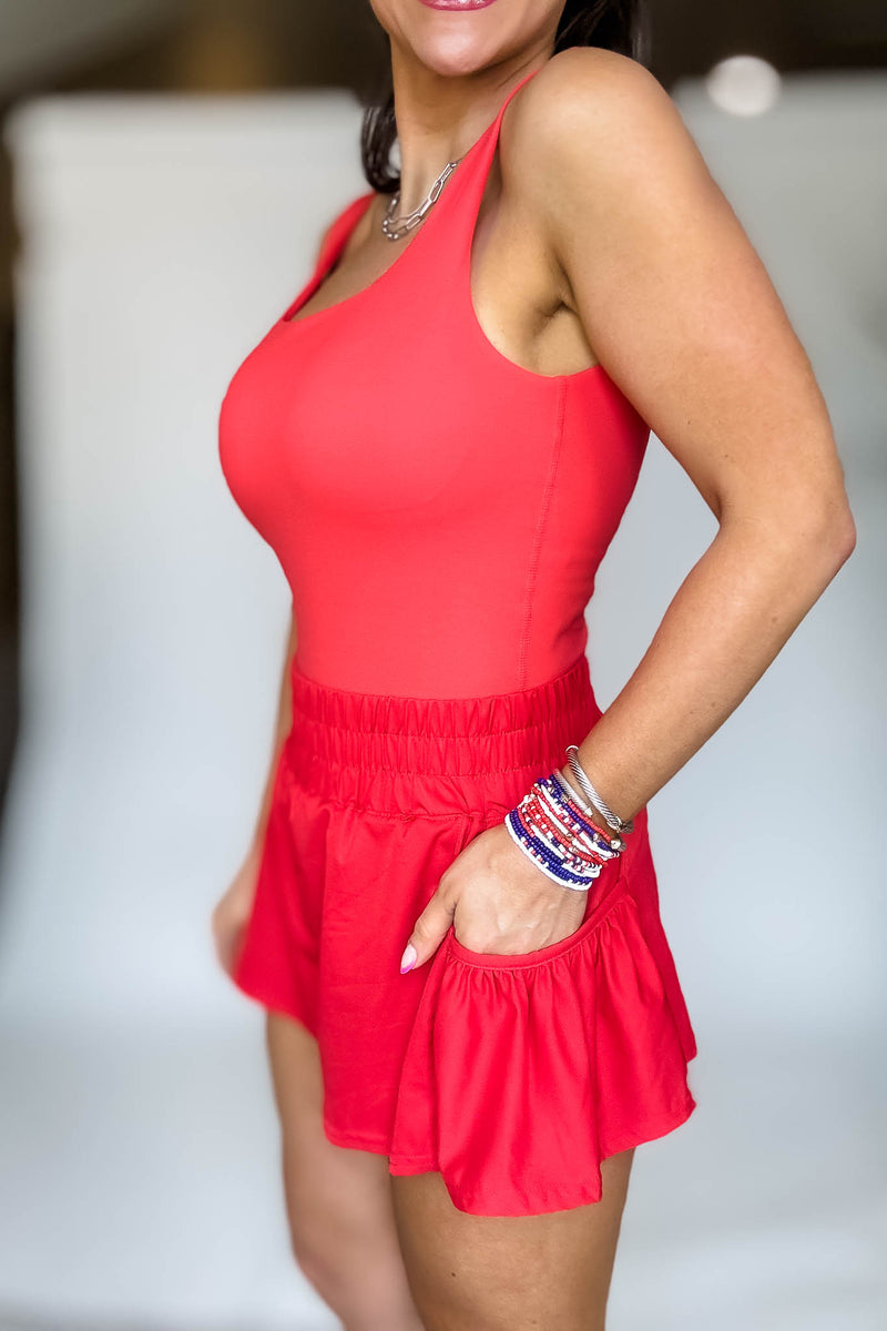 Chic Breeze Red Shorts