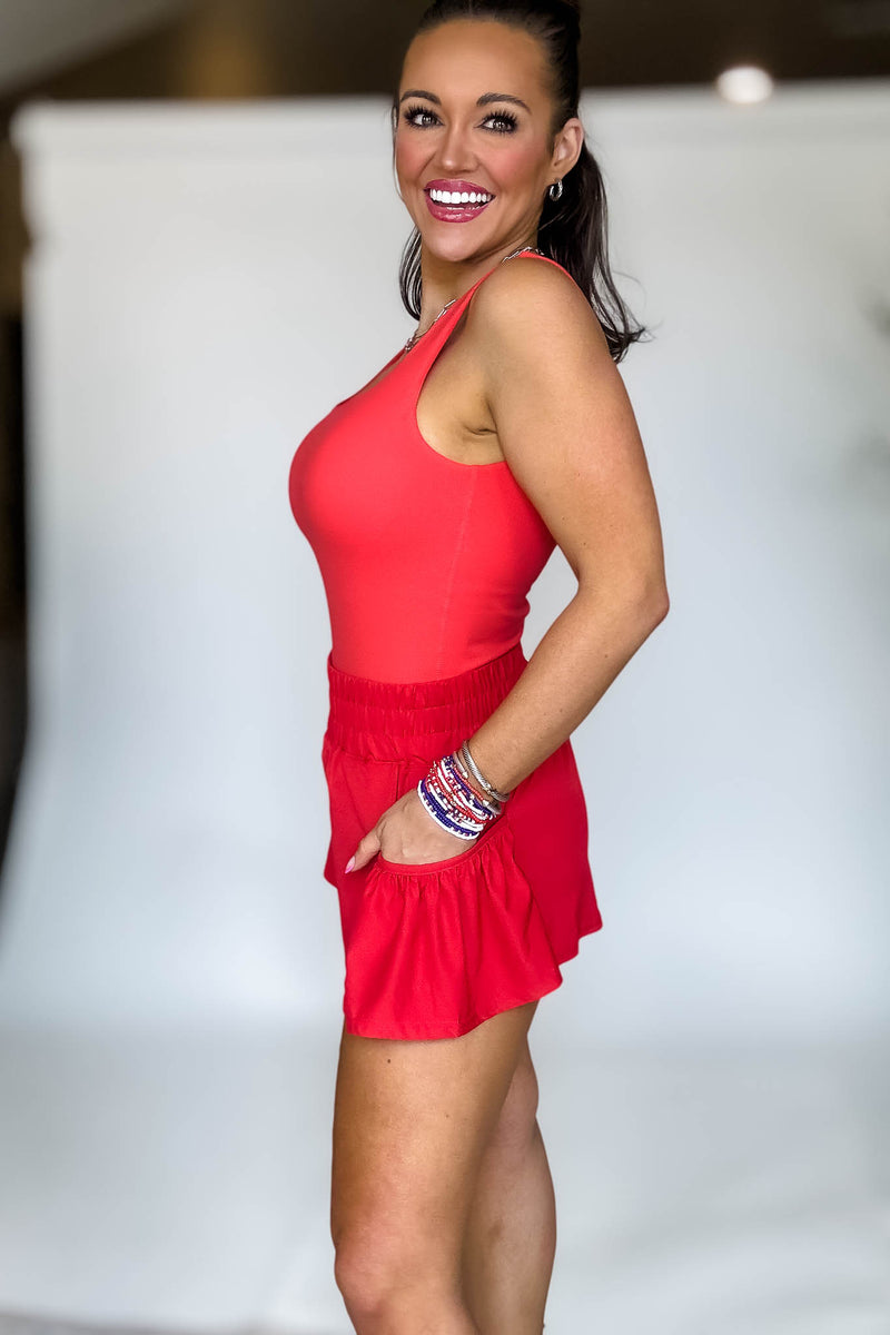 Chic Breeze Red Shorts