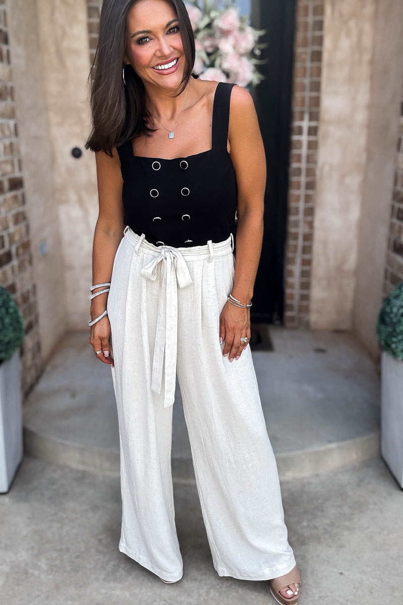Mable Best Dressed Double Button Bodice And Linen Mix Jumpsuit