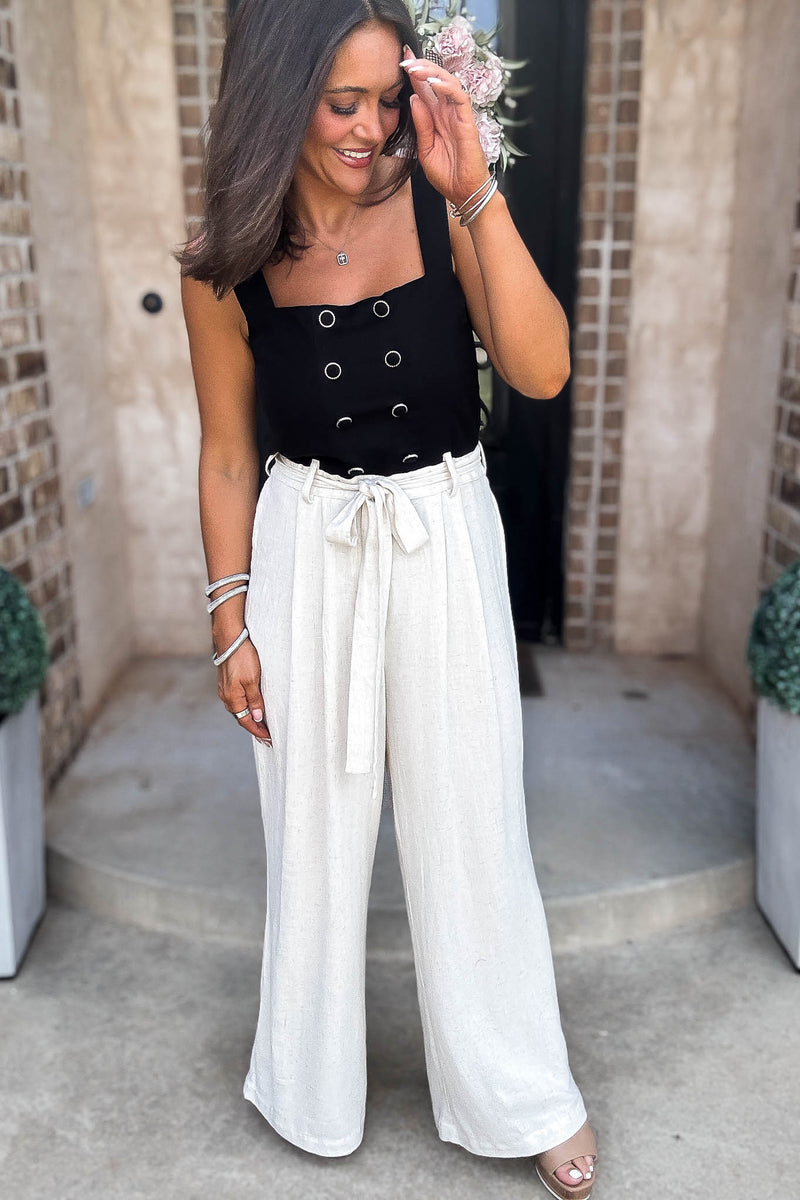 Mable Best Dressed Double Button Bodice And Linen Mix Jumpsuit