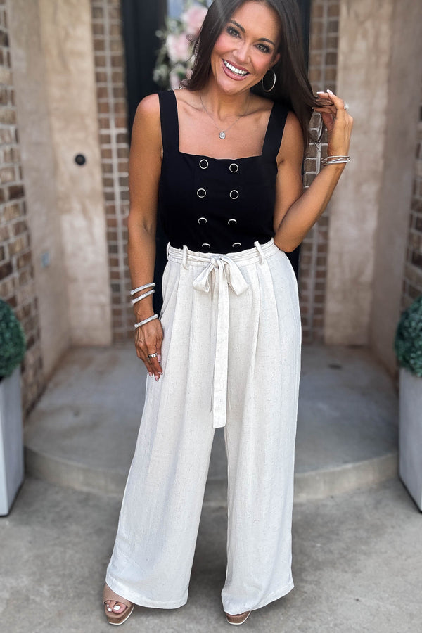 Mable Best Dressed Double Button Bodice And Linen Mix Jumpsuit