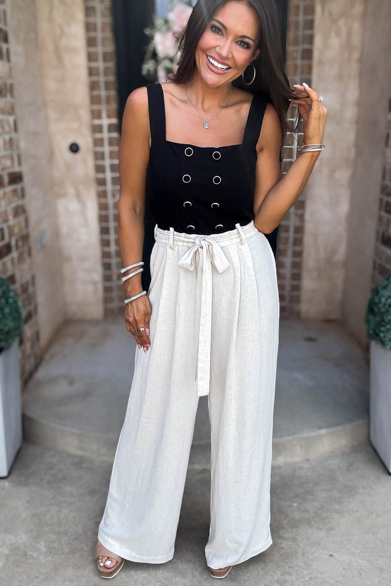 Mable Best Dressed Double Button Bodice And Linen Mix Jumpsuit
