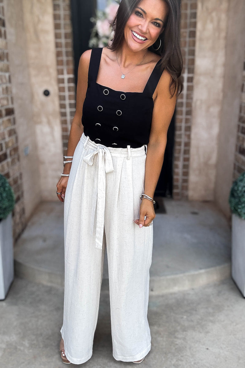 Mable Best Dressed Double Button Bodice And Linen Mix Jumpsuit